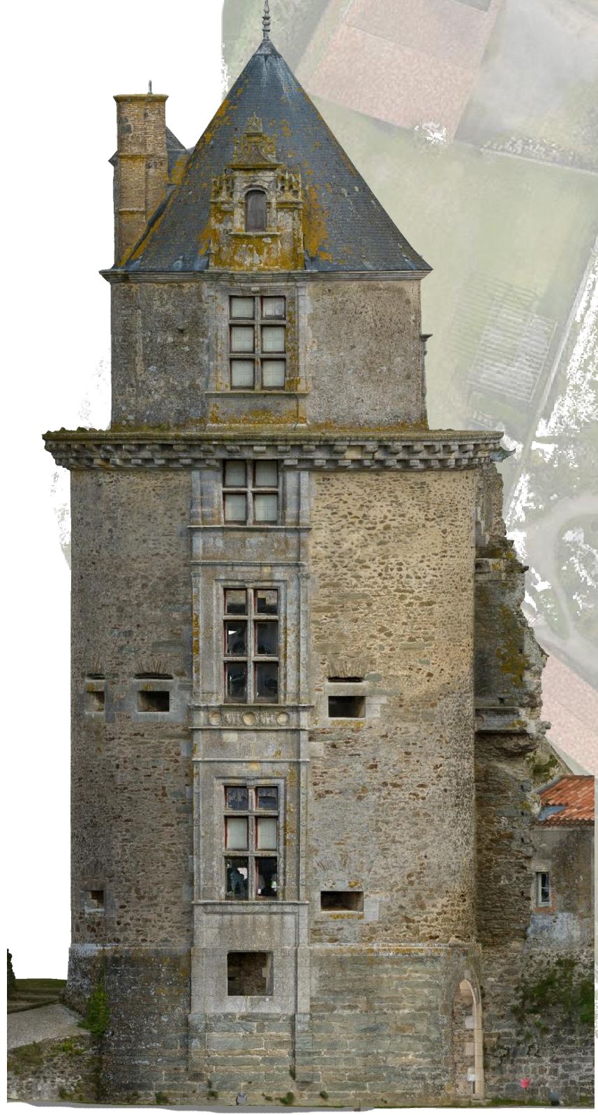 Ortho-image de la tour Renaissance du château d'Apremont en Vendée