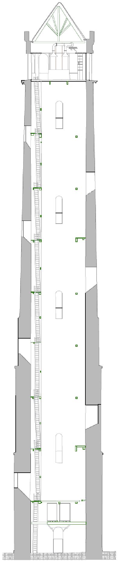 Coupe vectorisée en DAO de la Tour à Plomb de Couëron