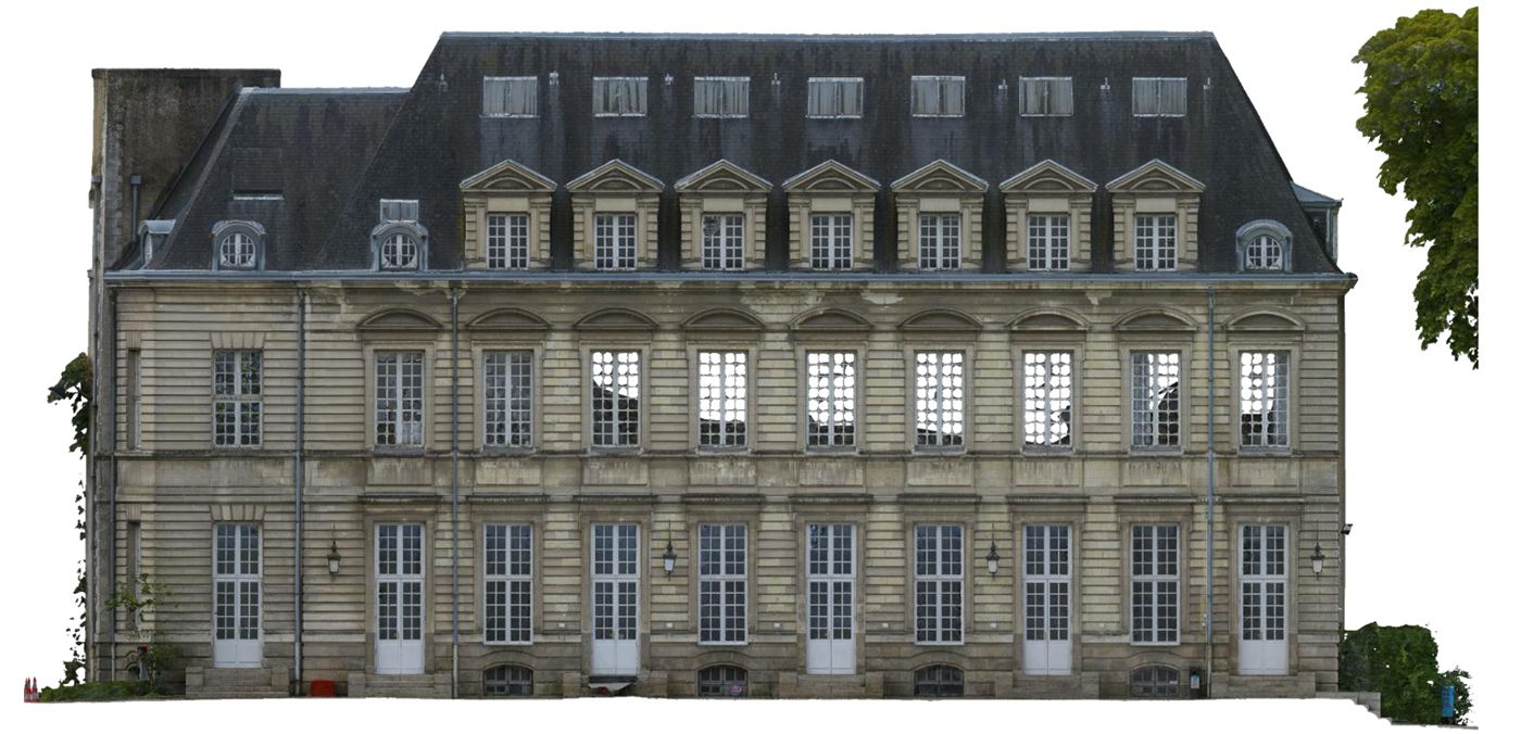 Ortho-image de la façade de l'Hôtel de Ville de Nantes côté jardin
